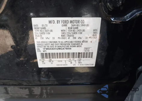 2021 Ford Explorer Xlt z USA, uszkodzony, nr VIN 1FMSK8DH2MGA79004